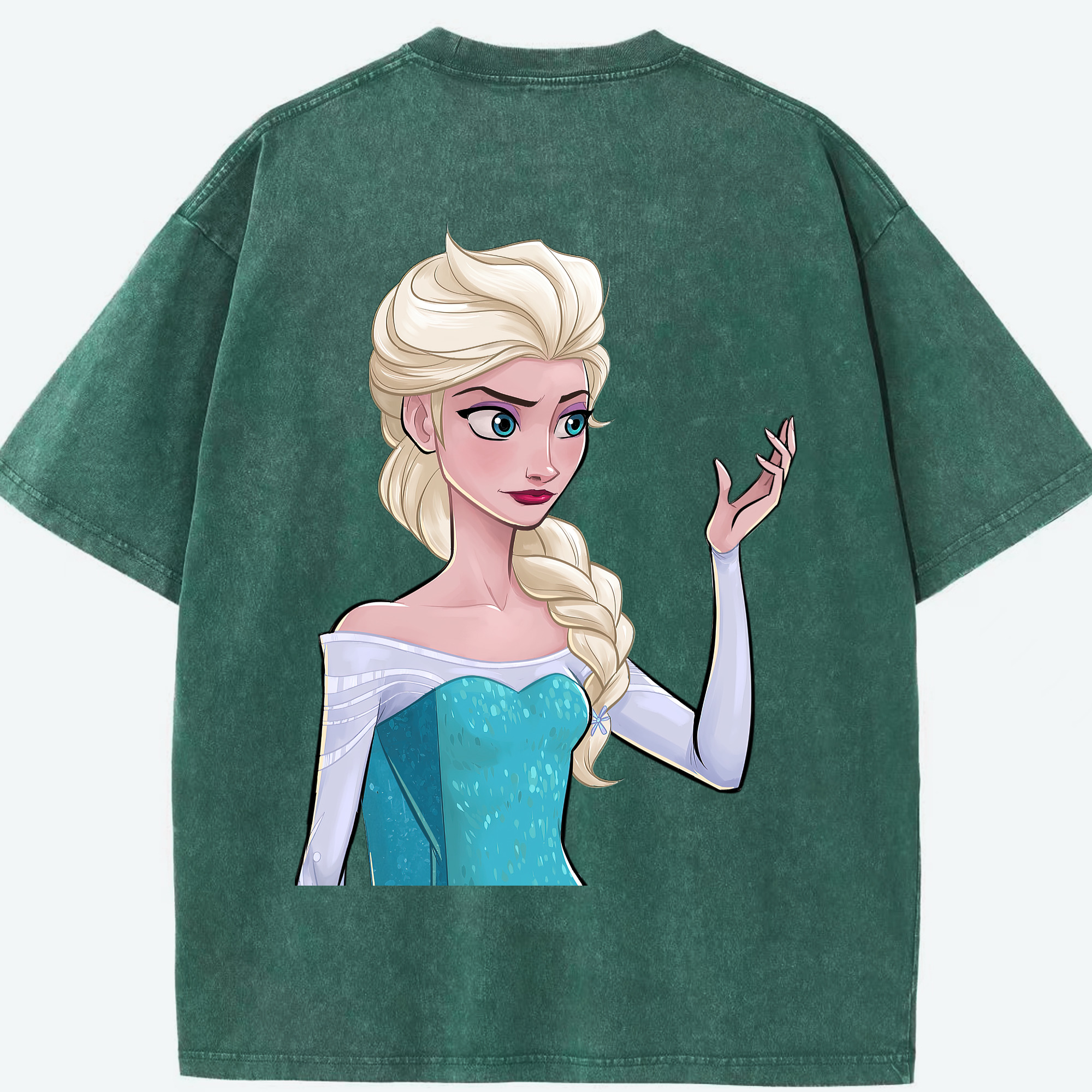 （画像用） アナと雪の女王 アンナ エルサ Frozen Anna Elsa 綿100% ヴィンテージ風 半袖Tシャツ（背面プリント）